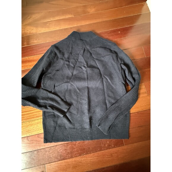 Billy Reid Quarter Zip Sweater Mens Size L Navy Ribbed Knit 100% WOOL - Picture 5 of 6